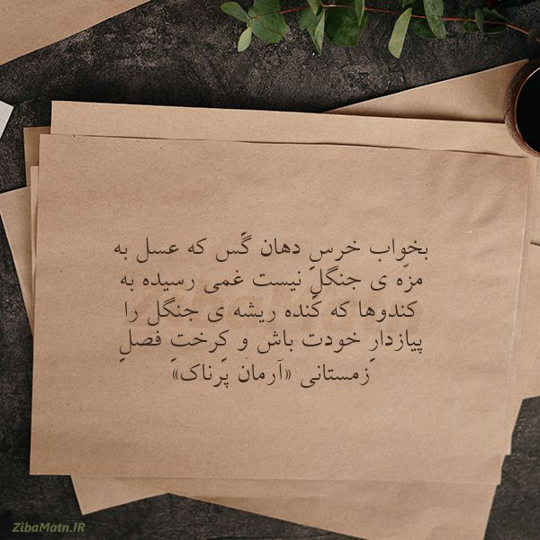 عکس نوشته آرمان پرناک بخواب خرسِ دهان گَس که عسل به