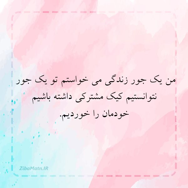 من یک جور زندگی می خواستم تو ی