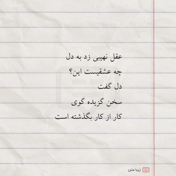 عقل نهیبی زد به دل چه