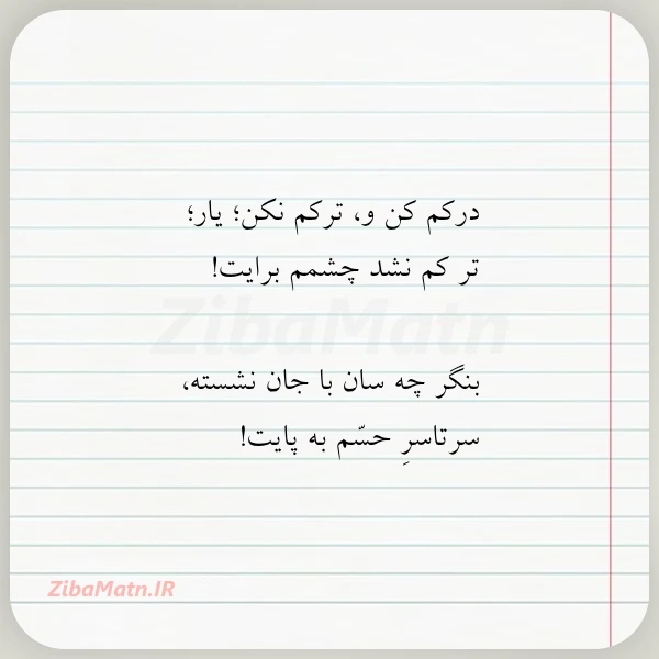 درکم کن و ترکم نکن یار