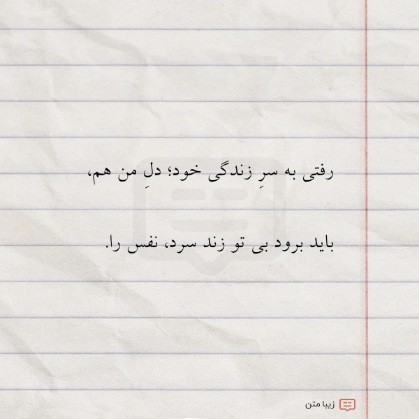 رفتی به سر زندگی خود دل