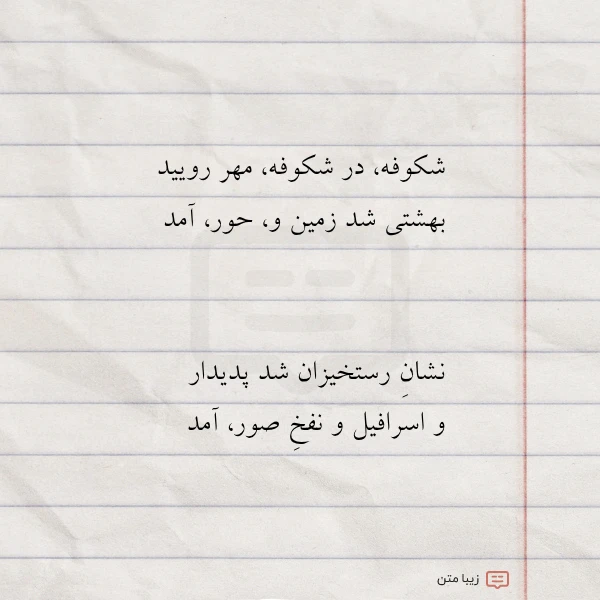 شکوفه در شکوفه مهر رویید بهشتی