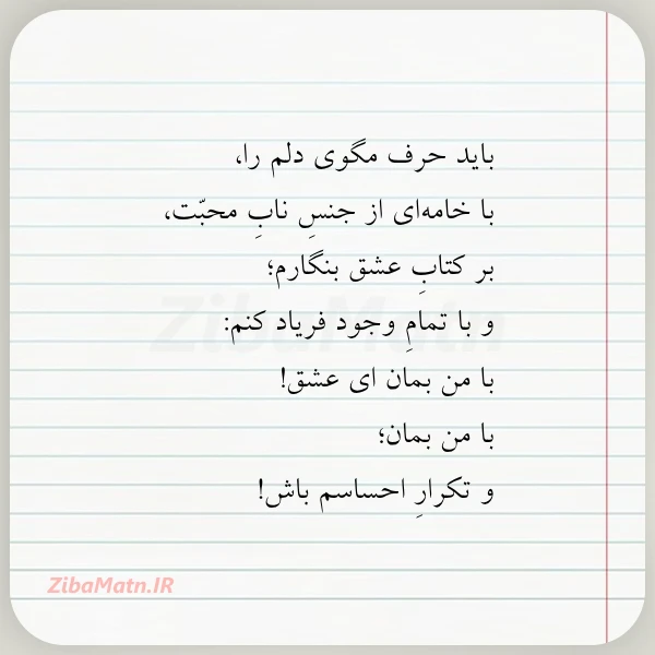 باید حرف مگوی دلم را با