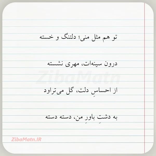 تو هم مثل منی دلتنگ و