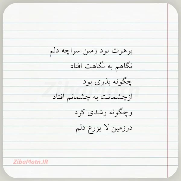 برهوت بود زمین سراچه دلم نگاهم