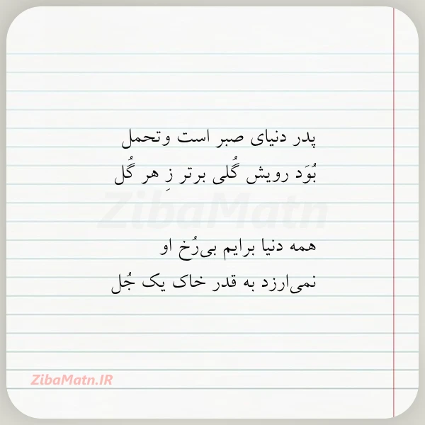 پدر دنیای صبر است وتحمل بود