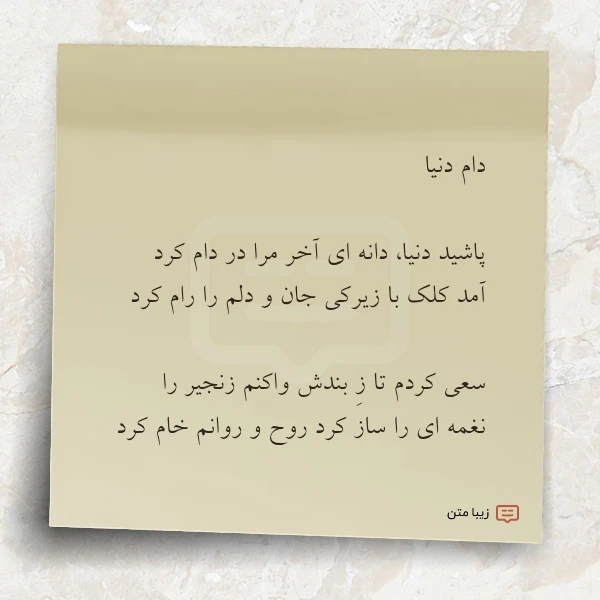 عکس نوشته دام دنیا پاشید دنیا دانه ای