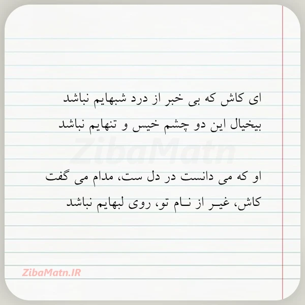 ای کاش که بی خبر از