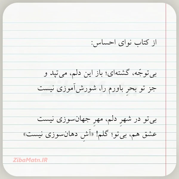 از کتاب نوای احساس بی توجه