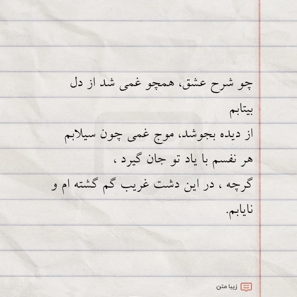 چو شرح عشق همچو غمی شد