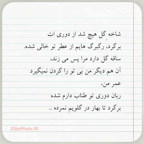 شاخه گل هیچ شد از دوری