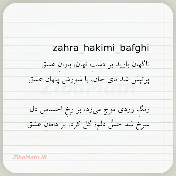 zahra hakimi bafghi ناگهان بارید بر دشت نهان
