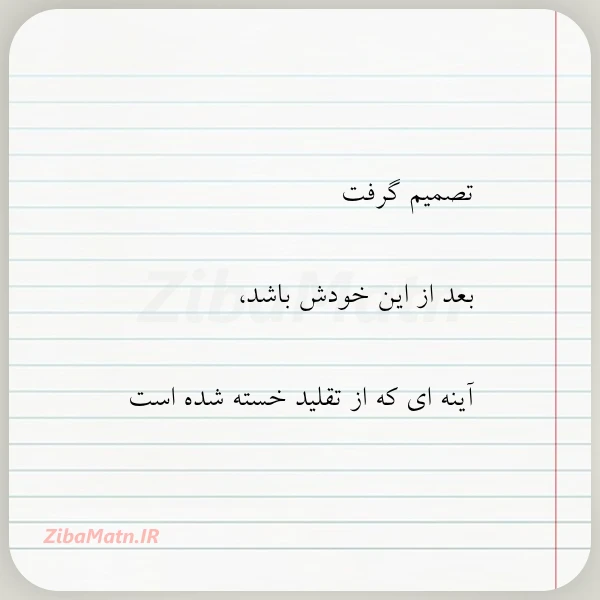 تصمیم گرفت بعد از این خودش