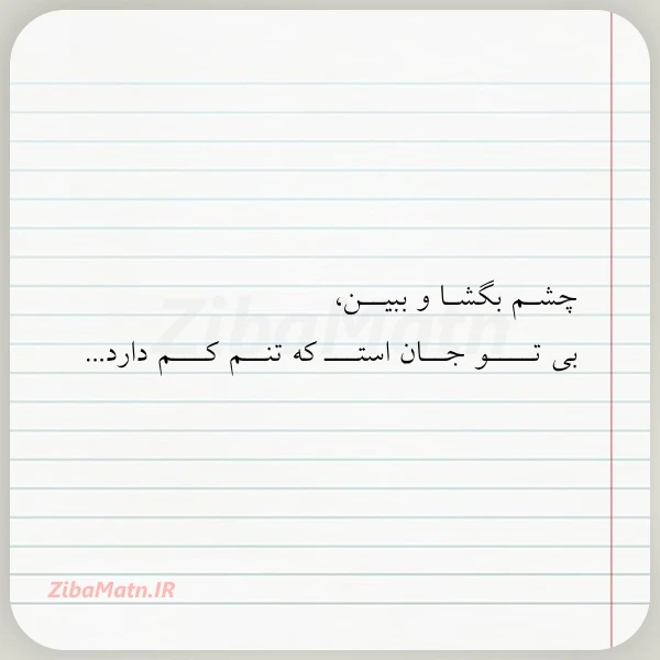 چشـم بگشـا و ببیــن بی تــــو