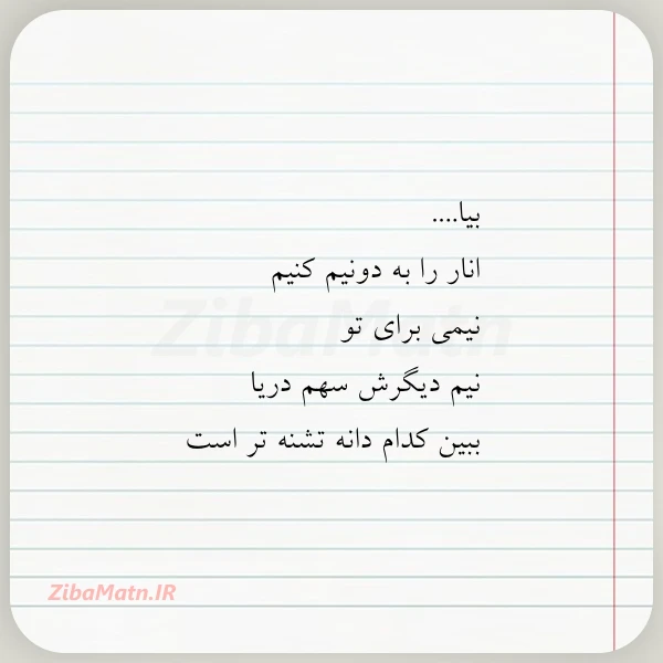 عکس نوشته بیا انار را به دونیم