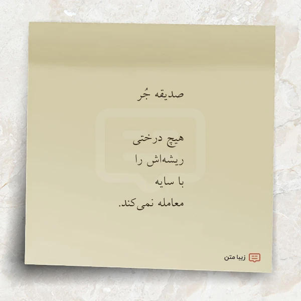 عکس نوشته صدیقه جر هیچ درختی ریشه اش