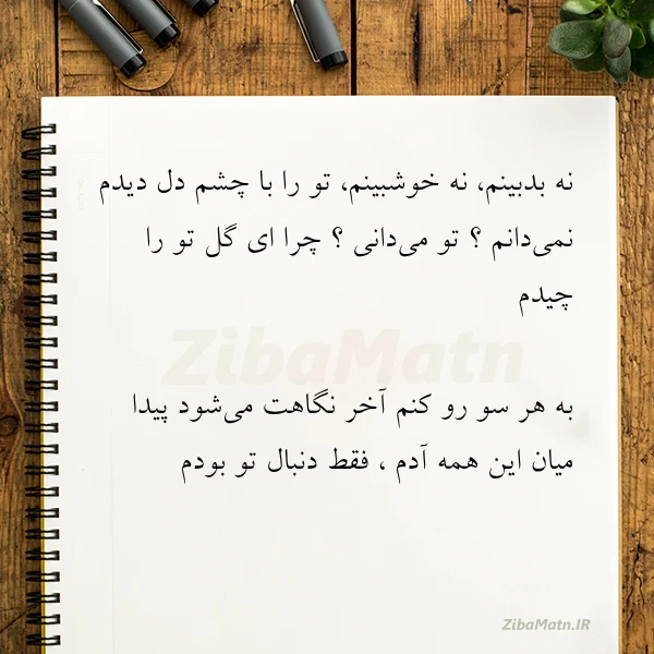 عکس نوشته نه بدبینم نه خوشبینم تو را
