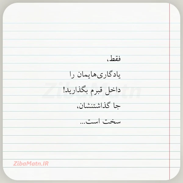 عکس نوشته فقط یادگاری هایمان را داخل قبرم