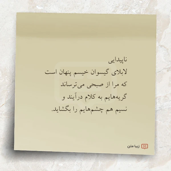 عکس نوشته ناپیدایی لابلای گیسوان خیسم پنهان است