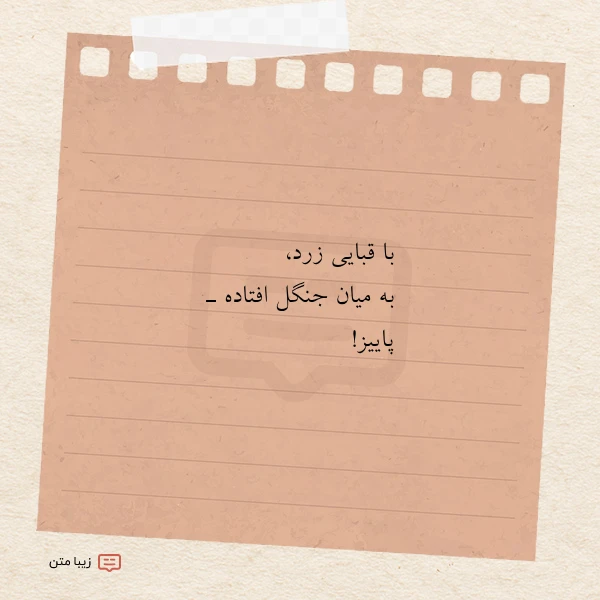 عکس نوشته با قبایی زرد به میان جنگل