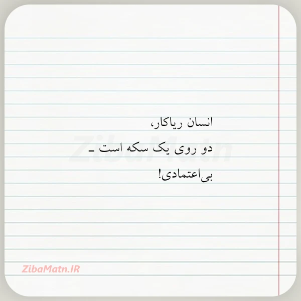 عکس نوشته انسان ریاکار دو روی یک سکه