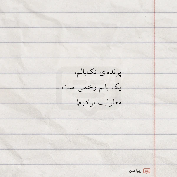 عکس نوشته پرنده ای تک بالم یک بالم