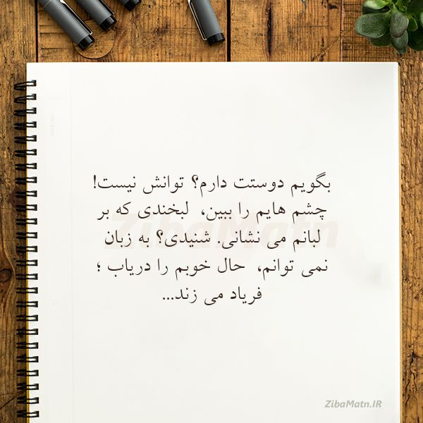 عکس نوشته محمدرضا قلی پور انبوهی بگویم دوستت دارم؟ توانش نیست